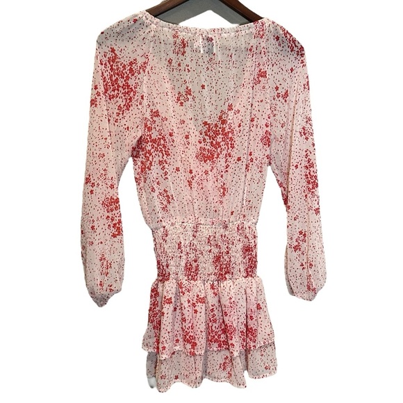 Princess Polly Altona Smocked Tiered Ruffle Long Sleeve Print Mini Dress Size 0 - Picture 10 of 14